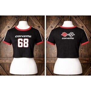 Ladies 68 Corvette Crop Top T Shirt Short Sleeve Y2K